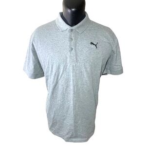 PUMA gray vintage polo cotton shirt 1/4 button embroider logo chest comfy 2XL